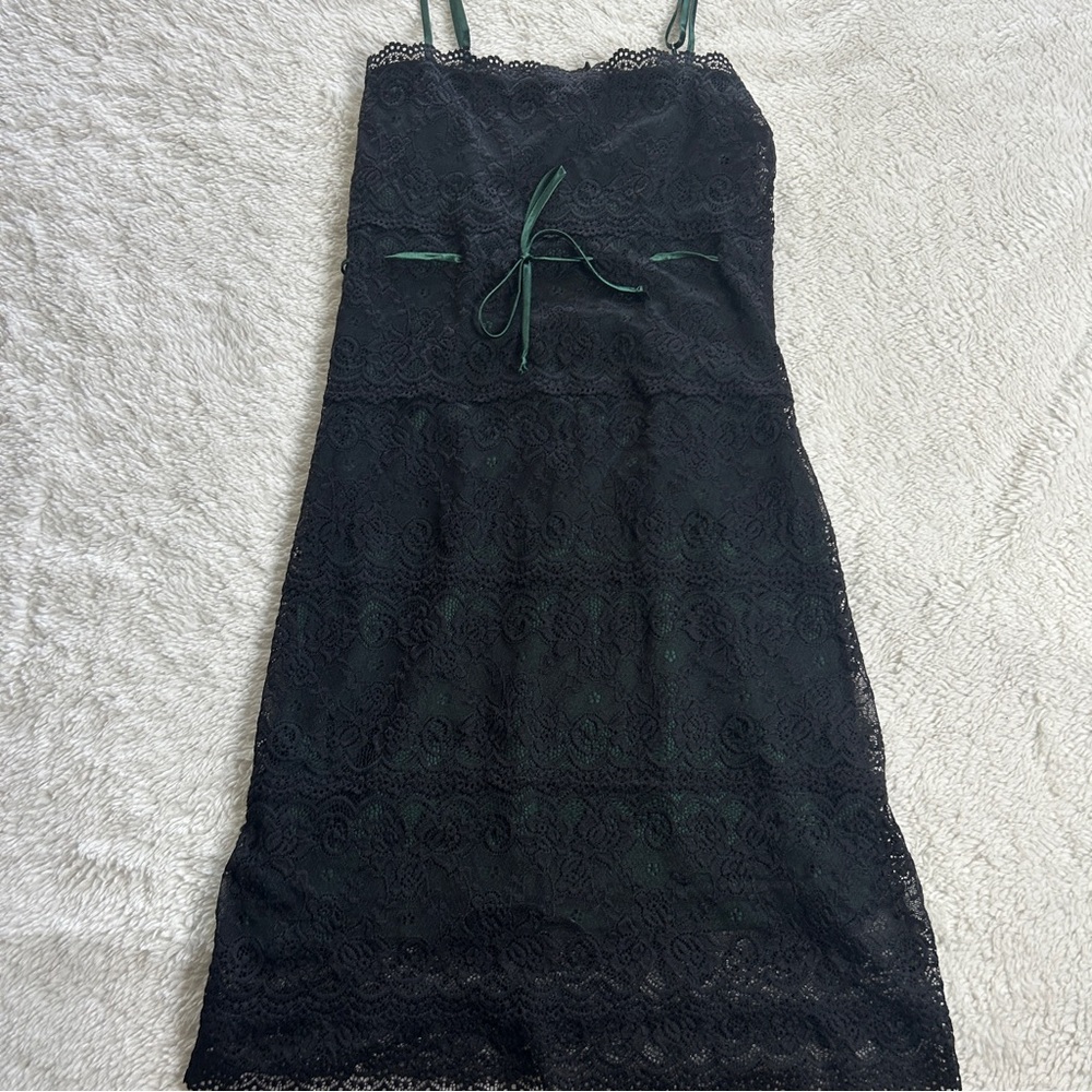 Dolls kill Widow midi black and green lace formal dress